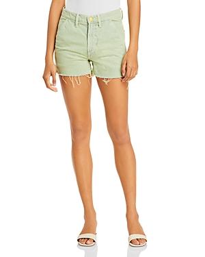 Mother High Waist Striped Frayed Utility Shorts
