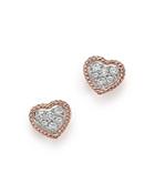 Diamond Pave Heart Stud Earrings In 14k Rose Gold, .20 Ct. T.w.