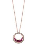 Bloomingdale's Ruby & Diamond Circle Pendant Necklace In 14k Rose Gold, 18 - 100% Exclusive