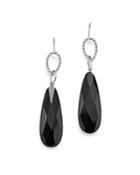 Sterling Silver Twisted Circle And Faceted Onyx Drop Earrings - 100% Exclusive