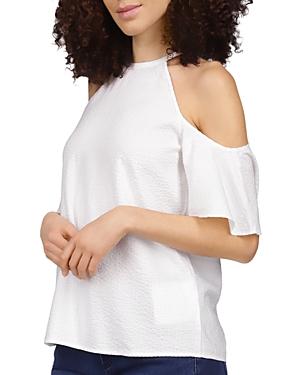 Michael Michael Kors Seersucker Cold Shoulder Top