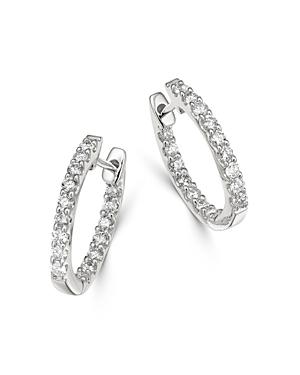 Bloomingdale's Diamond Huggie Hoop Earrings In 14k White Gold, 0.5 Ct. T.w. - 100% Exclusive