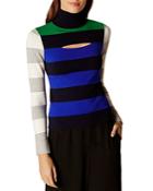 Karen Millen Color-block Striped Turtleneck Sweater
