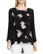 Vince Camuto Floral Chiffon Pleated Sleeve Top