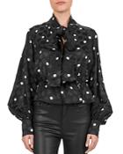 The Kooples Shadow Dots Tie-detail Blouse