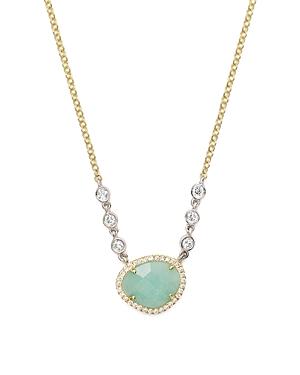 Meira T 14k Yellow And White Gold Amazonite Necklace With Diamonds, 14