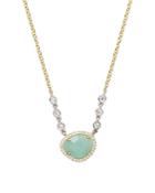 Meira T 14k Yellow And White Gold Amazonite Necklace With Diamonds, 14