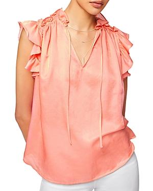 7 For All Mankind Ruffled Flutter Sleeve Top