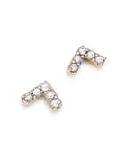 Adina Reyter 14k Yellow Gold Pave Diamond Super Tiny V Stud Earrings