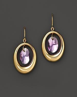 14k Yellow Gold Large Orbit Earrings With Amethyst