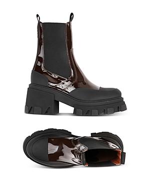 Ganni Women's Patent Platform Combat Boots
