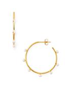 Argento Vivo Cultured Freshwater Pearl Studded Hoop Earrings In 18k Gold-plated Sterling Silver