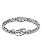 John Hardy Sterling Silver Classic Chain Slim Kick Cuff With Blue Sapphire