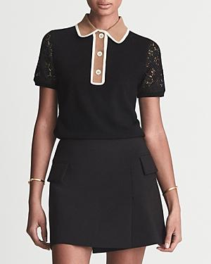 Reiss Eliza Lace Back Polo Shirt