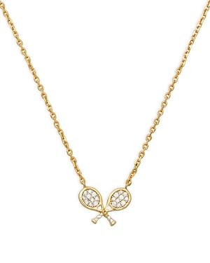 Kate Spade New York Queen Of The Court Pave & Imitation Pearl Tennis Mini Pendant Necklace In Gold Tone, 16-19