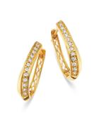 Bloomingdale's Diamond Twisted Oval Hoop Earrings In 14k Yellow Gold, 0.25 Ct. T.w. - 100% Exclusive