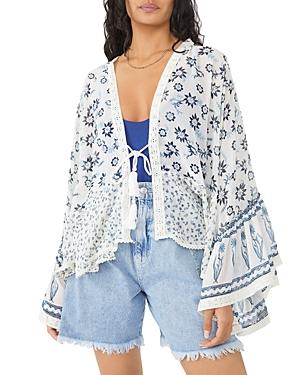 Free People Printed Tie Front Kimono
