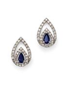 Bloomingdale's Blue Sapphire & Diamond Teardrop Stud Earrings In 14k White Gold - 100% Exclusive