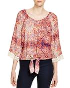 Cupio Printed Tie-front Blouse