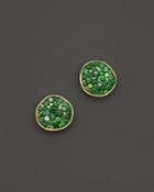 Pleve 18k Yellow Gold Verde Mosaic Mini Pebble Stud Earrings With Green Tsavorite Garnets And Diamonds