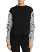 Aqua Embroidered Poplin-sleeve Sweatshirt - 100% Exclusive