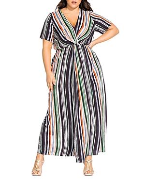 City Chic Plus Jungle Stripe Maxi Dress