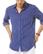 Michael Kors Striped Linen Slim Fit Button Down Shirt