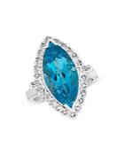 Bloomingdale's Blue Topaz And Diamond Statement Ring In 14k White Gold - 100% Exclusive