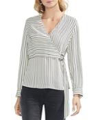 Vince Camuto Legacy Pinstripe Wrap Front Top