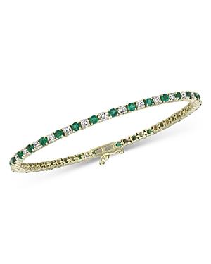 Bloomingdale's Emerald & Diamond Tennis Bracelet In 14k Yellow Gold - 100% Exclusive