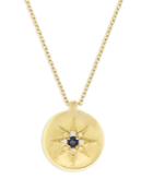 Bloomingdale's Blue Sapphire & Diamond Sun Medallion Pendant Necklace In 14k Yellow Gold, 17 - 100% Exclusive