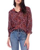 B Collection By Bobeau Printed Button Down Blouse
