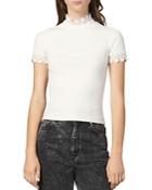 Sandro Anie Ribbed Guipure Lace-detail Top