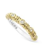Lagos Sterling Silver And 18k Gold Three Diamond Stacking Ring