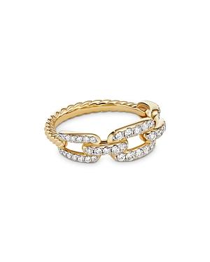 David Yurman 18k Yellow Gold Stax Chain Link Ring With Diamonds