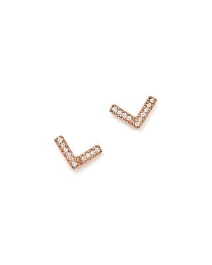 Dana Rebecca Designs 14k Rose Gold Sylvie Rose Diamond V Stud Earrings