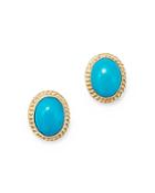 Turquoise Bezel Set Stud Earrings In 14k Yellow Gold