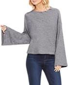 Vince Camuto Bell Sleeve Marled French Terry Top