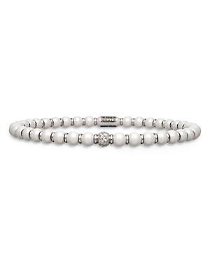 Roberto Demeglio 18k White Gold Sfera Ceramic Bead & Diamond Stretch Bracelet