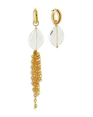 Maison Irem Nodar Crystal & Chain Tassel Hoop Mismatch Drop Earrings