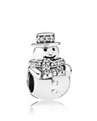 Pandora Charm - Sterling Silver & Cubic Zirconia Snowman, Moments Collection