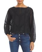 Rebecca Taylor Organza Sheer Sleeve Top