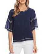Vince Camuto Bell Sleeve Embroidered Top