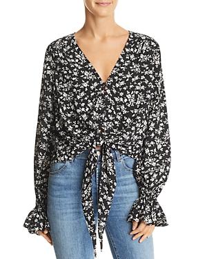 The East Order Lia Floral-print Tie-front Top