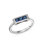 Bloomingdale's Blue Sapphire & Diamond Accent Stacking Band In 14k White Gold - 100% Exclusive