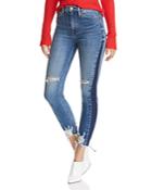 Hudson Holly Shadow-stripe Crop Skinny Jeans In Shade Off