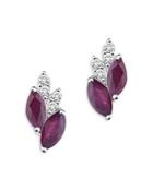 Bloomingdale's Ruby Marquis & Diamond Accent Stud Earrings In 14k White Gold - 100% Exclusive