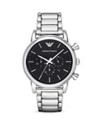 Emporio Armani Three Hand Date Grey Leather Watch, 43 X 49 Mm