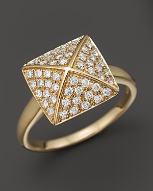 Diamond Pave Pyramid Ring In 14k Yellow Gold, 0.45 Ct. T.w. - 100% Exclusive