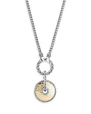 John Hardy 18k Yellow Gold & Sterling Silver Classic Chain Hammered Disc Amulet Pendant Necklace, 18